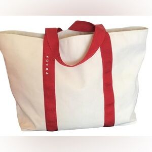Vintage Unisex Prada / Prada Linea Rossa Canvas Tote Bag